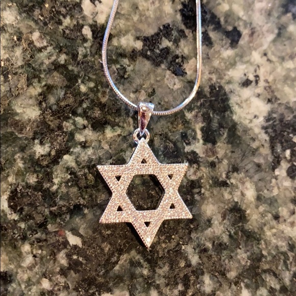 ✡️ Sterling silver Star of David CZ 2pc Necklace - Picture 6 of 8